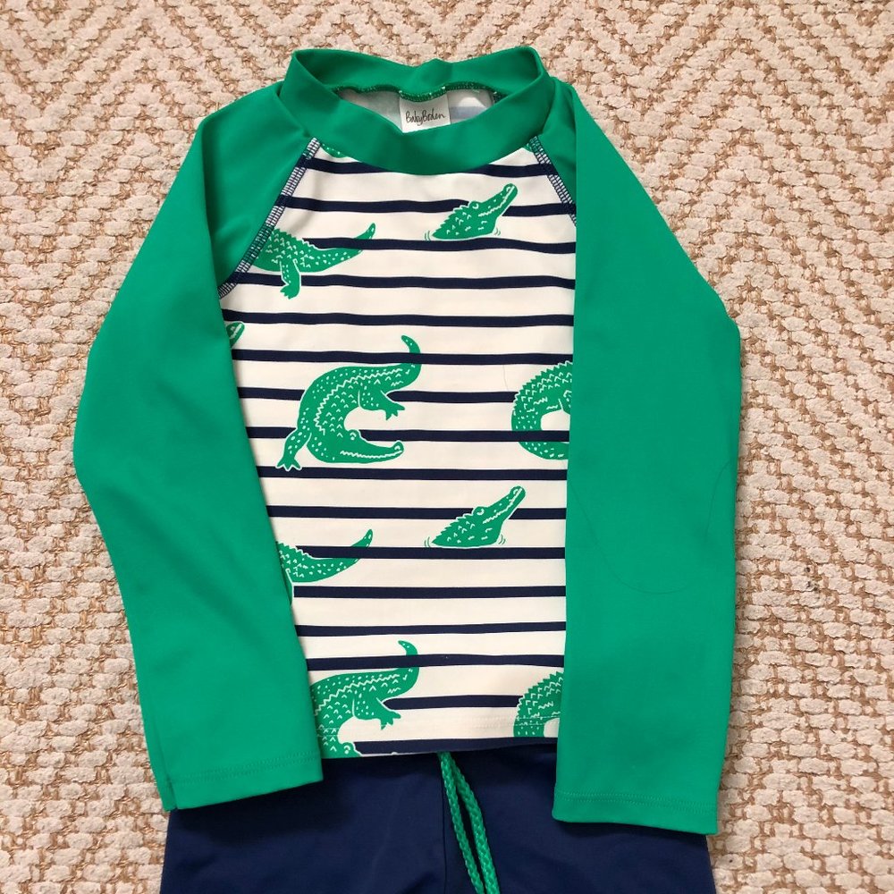 Baby Boden Rash Guard & Swim Trunk Set